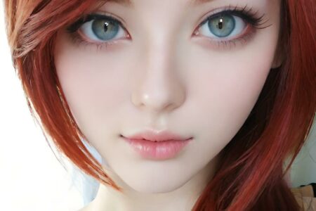 AI girl with red hair wallpaper