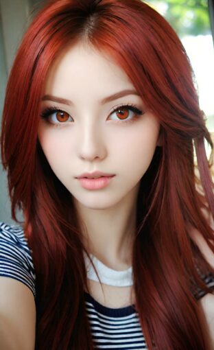 AI girl with red hair wallpaper