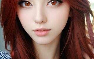 AI girl with red hair wallpaper