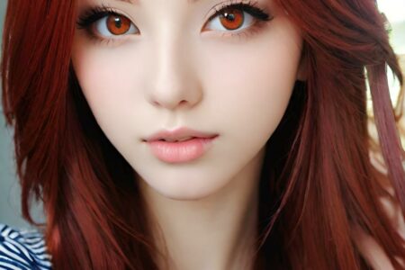 AI girl with red hair wallpaper