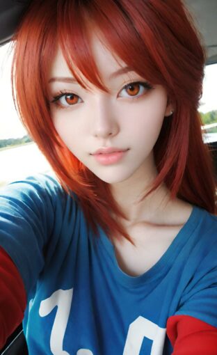 AI girl with red hair wallpaper