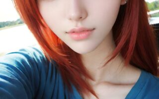 AI girl with red hair wallpaper