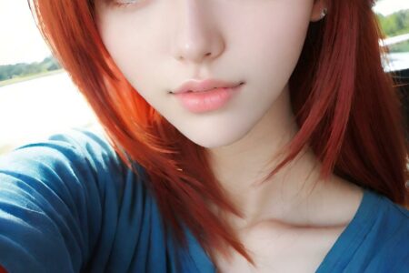 AI girl with red hair wallpaper