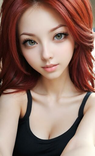 AI girl with red hair wallpaper
