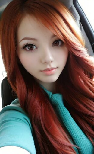 AI girl with red hair wallpaper