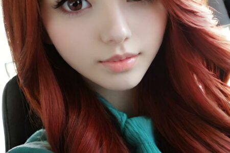 AI girl with red hair wallpaper