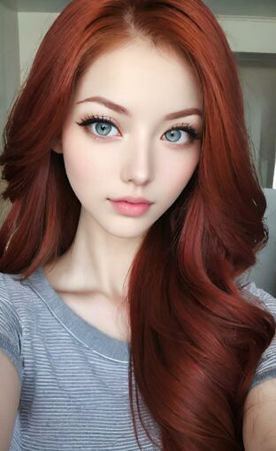 AI girl with red hair wallpaper