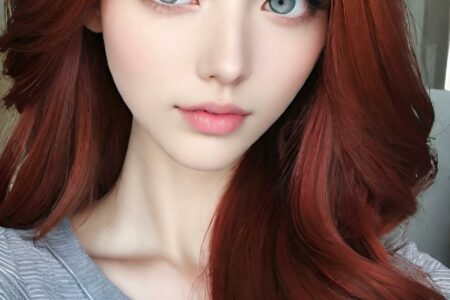AI girl with red hair wallpaper