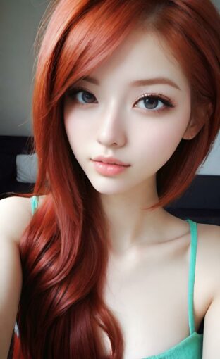 AI girl with red hair wallpaper