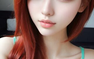 AI girl with red hair wallpaper
