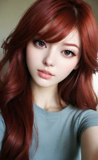 AI girl with red hair wallpaper