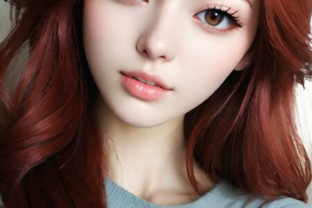 AI girl with red hair wallpaper