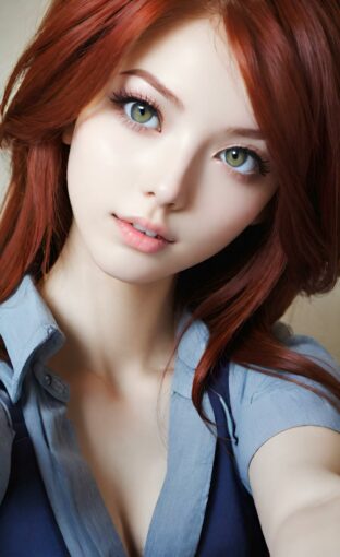 AI girl with red hair wallpaper