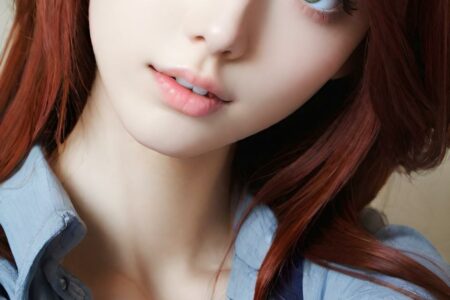 AI girl with red hair wallpaper