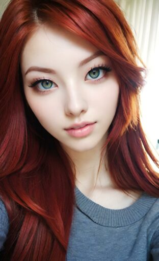 AI girl with red hair wallpaper