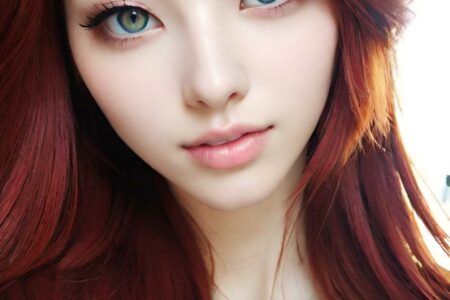 AI girl with red hair wallpaper
