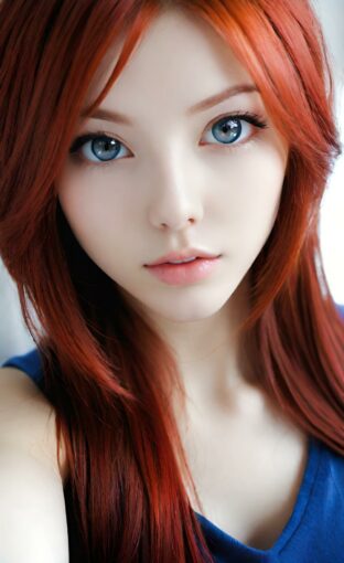 AI girl with red hair wallpaper