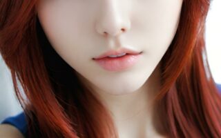 AI girl with red hair wallpaper