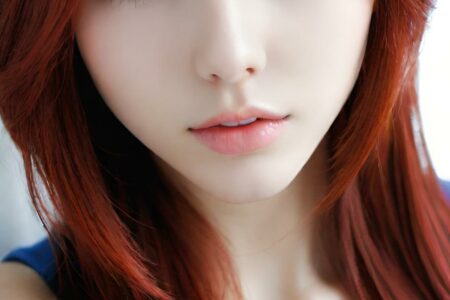 AI girl with red hair wallpaper