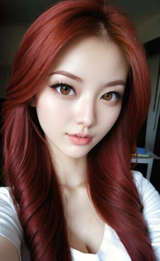 AI girl with red hair wallpaper
