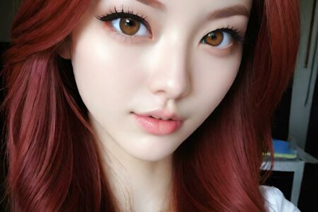 AI girl with red hair wallpaper