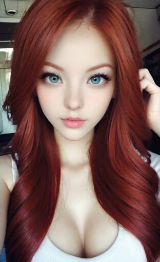 AI girl with red hair wallpaper