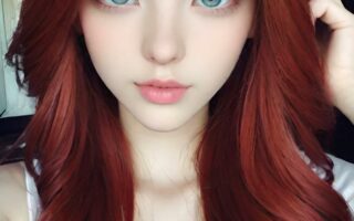 AI girl with red hair wallpaper