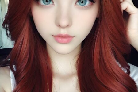 AI girl with red hair wallpaper