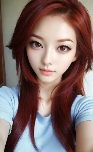 AI girl with red hair wallpaper