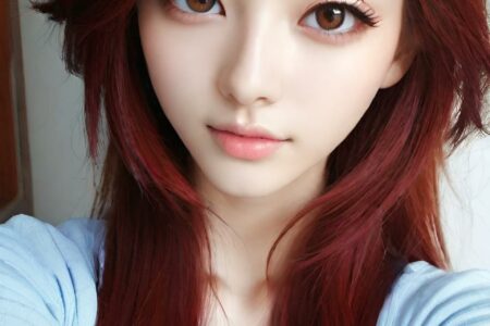 AI girl with red hair wallpaper
