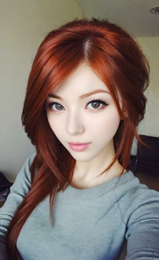 AI girl with red hair wallpaper