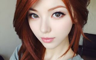 AI girl with red hair wallpaper