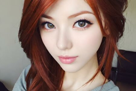 AI girl with red hair wallpaper