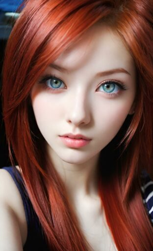 AI girl with red hair wallpaper