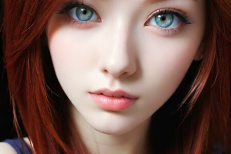 AI girl with red hair wallpaper