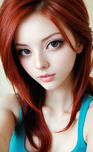 AI girl with red hair wallpaper