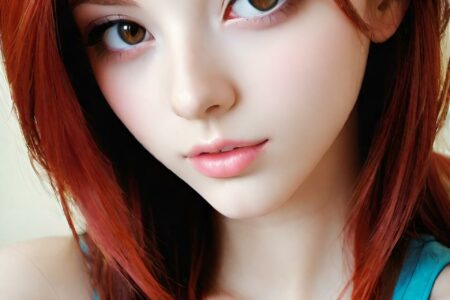 AI girl with red hair wallpaper