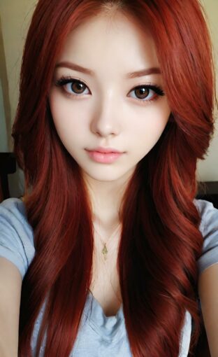 AI girl with red hair wallpaper