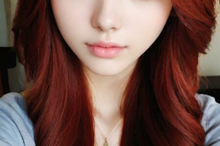 AI girl with red hair wallpaper