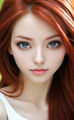 AI girl with red hair wallpaper