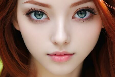 AI girl with red hair wallpaper