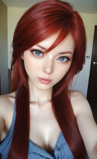 AI girl with red hair wallpaper