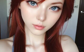 AI girl with red hair wallpaper