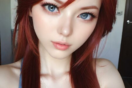 AI girl with red hair wallpaper