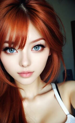 AI girl with red hair wallpaper