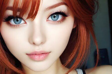 AI girl with red hair wallpaper