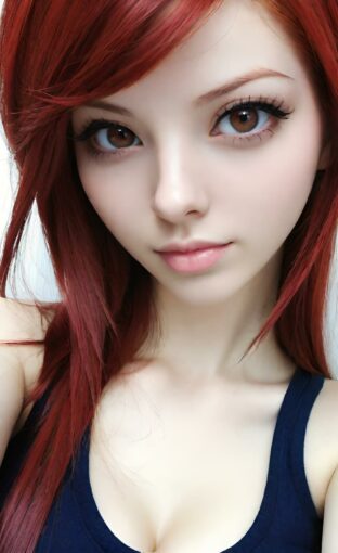 AI girl with red hair wallpaper