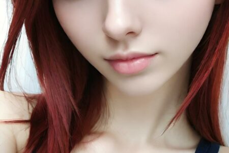 AI girl with red hair wallpaper