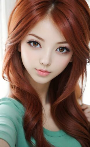 AI girl with red hair wallpaper