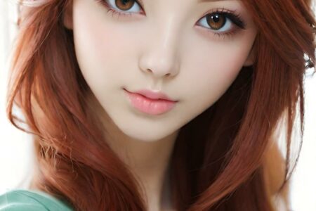 AI girl with red hair wallpaper